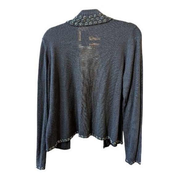 Claudia D Large Beaded Cardigan In Black - Picture 3 of 5